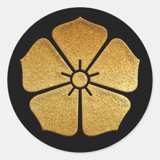 Akechi Kamon Toki Kikyo in Gold Ronde Sticker (Voorkant)