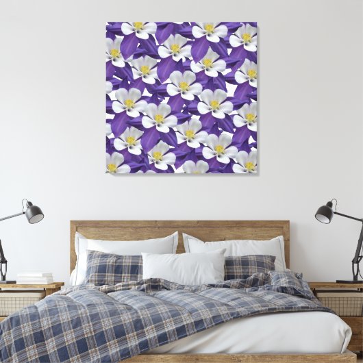 Akelei Bloem Patroon Canvas Afdruk (Insitu (Slaapkamer))