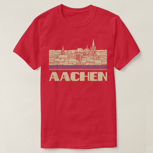Aken City Gift Duitsland City Silhouet Skyline D T-shirt (Design voorkant)