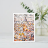 Aken Duitsland Beroemde Reisplaats Waterverf Briefkaart (Staand voorkant)