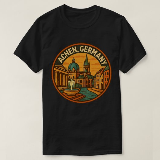 Aken Duitsland Stadsbeeld Kunst T-shirt (Design voorkant)