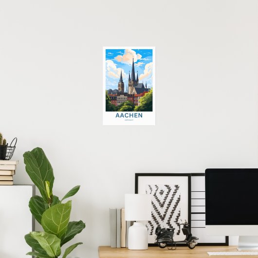 Aken Duitsland Travel Print (Thuiskantoor)