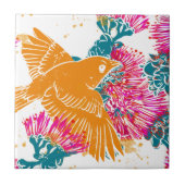 Akepa en Lehua Hawaiian patroondecor Pillow Tegeltje (Voorkant)