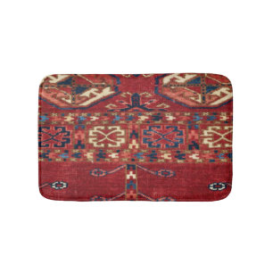 Akhal Oasis Red Band Blue Star Medallion  Badmat