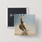 Akhal-Teke Horse Vierkante Button 5,1 Cm (Voorkant /achterkant)