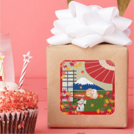 AKI - Chow stickers- kies maat Vierkante Sticker