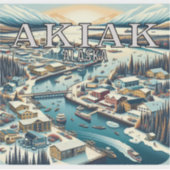 Akiak Alaska 3 inch Vinyl Sticker (Voorkant)