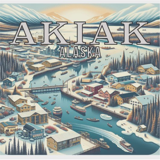 Akiak Alaska 3 inch Vinyl Sticker (Voorkant)