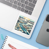 Akiak Alaska 3 inch Vinyl Sticker (Laptop met iPhone)