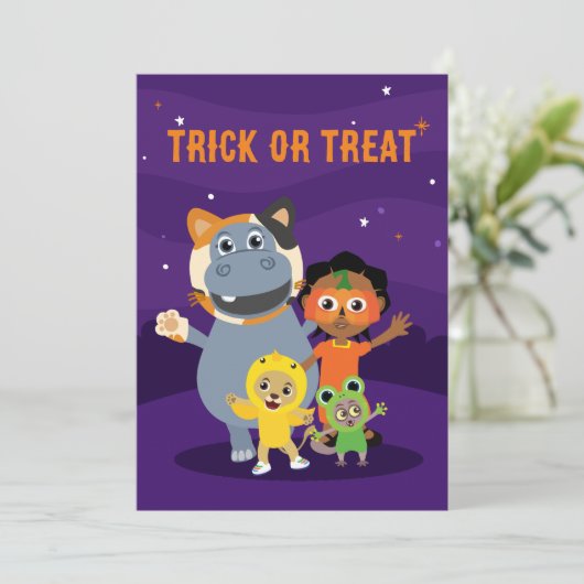 Akili en Me Halloween uitnodigingen (Staand voorkant)