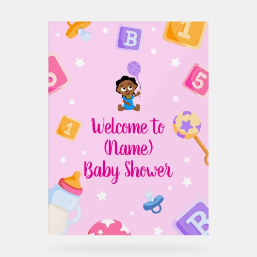 Akili en mij Baby shower Acryl Bord (Voorkant)