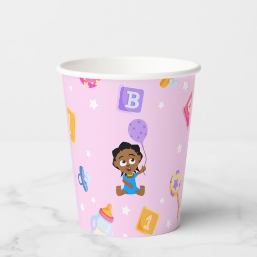 Akili en vrienden Baby shower Paper Cup Papieren Bekers (Achterkant)