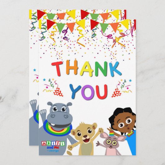 Akili & Vrienden bedankpas (verticaal) Bedankkaart (Voorkant / Achterkant)