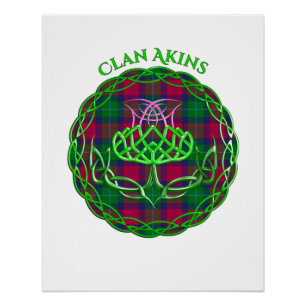 Akins Scottish Tartan Celtic Thistle Perfect Poster