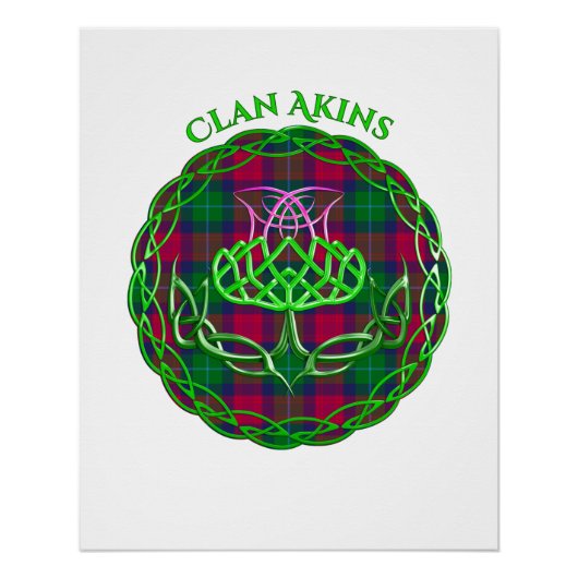 Akins Scottish Tartan Celtic Thistle Perfect Poster (Voorkant)