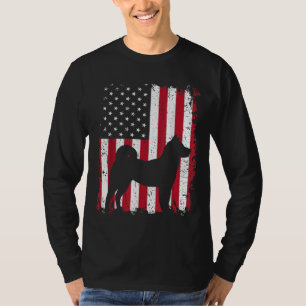 Akita, 4 juli, Patriottisch Amerikaans Vlaggensche T-shirt