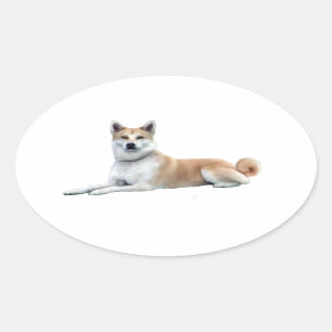 Akita (Akita Inu) - Liggen Ovale Sticker