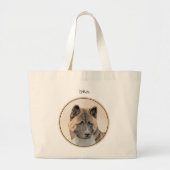 Akita Amerikaans Japans Inu Sable Schilderen Hond Grote Tote Bag (Voorkant)