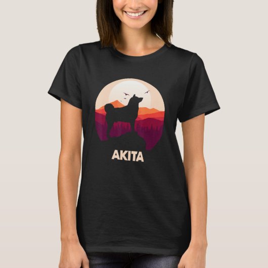 Akita and Moon Halloween 1 T-shirt (Voorkant)