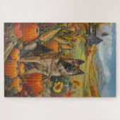 Akita Autumn Harvest Thanksgiving Dog Legpuzzel (Horizontaal)