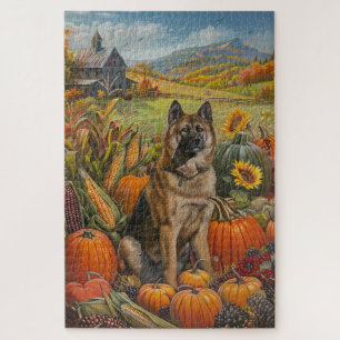 Akita Autumn Harvest Thanksgiving Dog Legpuzzel