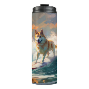 Akita Beach Surfing Schilderij Thermosbeker