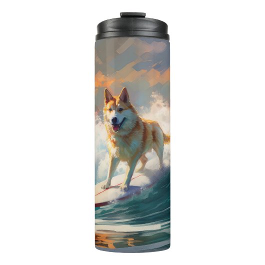Akita Beach Surfing Schilderij Thermosbeker (Voorkant)