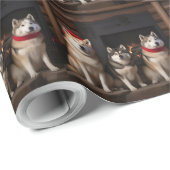 Akita bij de Haard Kerstmis Cadeaupapier (Rol Hoek)