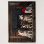 Akita bij de Haard Kerstmis Legpuzzel (Verticaal)