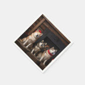Akita bij de Haard Kerstmis Servet (Hoek)