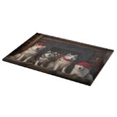 Akita bij de Haard Kerstmis Snijplank (Hoek)
