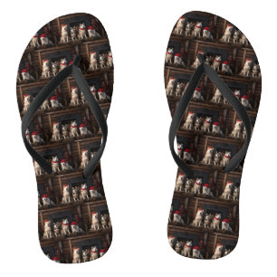 Akita bij de Haard Kerstmis Teenslippers