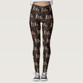 Akita bij de open haard Kerstmis Leggings (Voorkant)