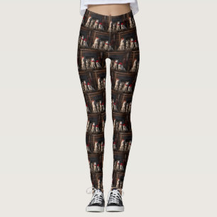 Akita bij de open haard Kerstmis Leggings