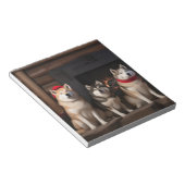 Akita bij de open haard Kerstmis Notitieblok (Schuin)