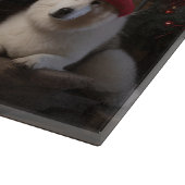 Akita bij de open haard Kerstmis Snijplank (Hoek)