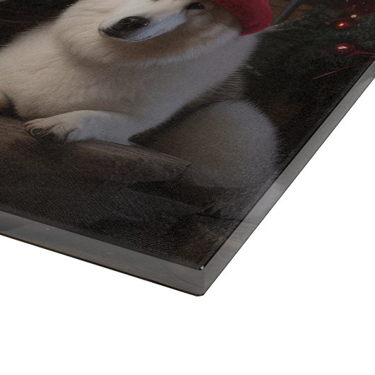 Akita bij de open haard Kerstmis Snijplank (Hoek)