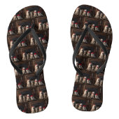 Akita bij de open haard Kerstmis Teenslippers (Voetbed)