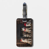 Akita bij de open haard met Kerst Bagagelabel (Achterkant verticaal)