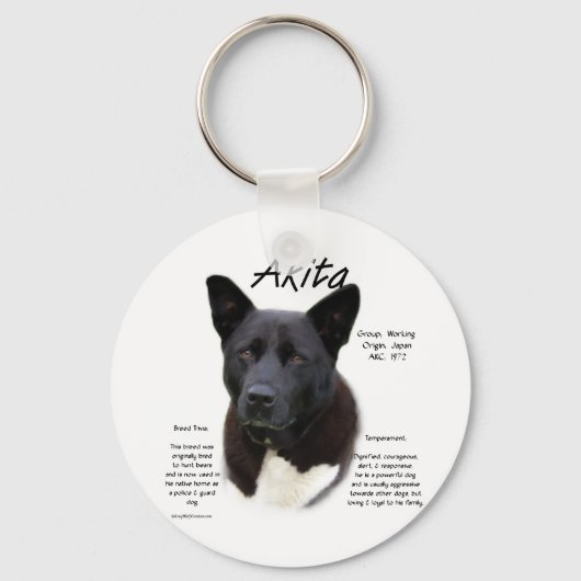 Akita (blk) Geschiedenisontwerp Sleutelhanger (Voorkant)