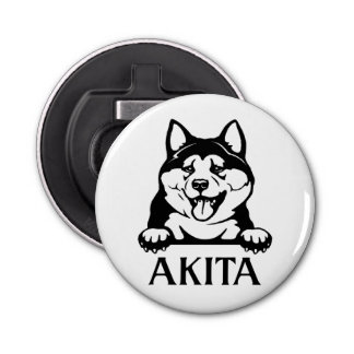 Akita Button Bottle Opener met magneet, Dog Button