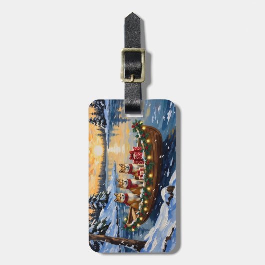 Akita Christmas Boat Holiday Bagagelabel (Voorkant verticaal)