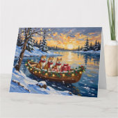 Akita Christmas Boat Holiday Kaart (Voorkant)