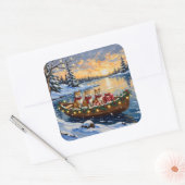 Akita Christmas Boat Holiday Vierkante Sticker (Envelop)