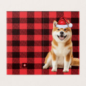 Akita Christmas Dog with Holiday Red Buffalo Plaid Kaart (Buitenkant ongevouwen)