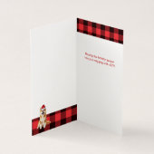 Akita Christmas Dog with Holiday Red Buffalo Plaid Kaart (Binnen)