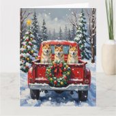 Akita Christmas Red Truck Holiday Kaart (Voorkant)