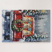 Akita Christmas Red Truck Holiday Legpuzzel (Horizontaal)