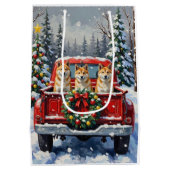 Akita Christmas Red Truck Holiday Medium Cadeauzakje (Achterkant)