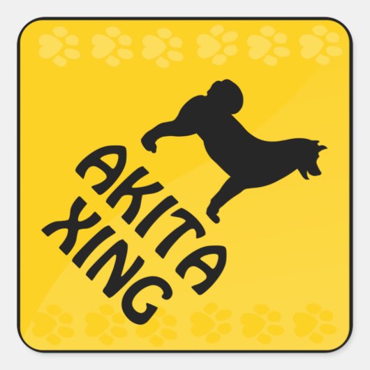 Akita Crossing [Xing] Vierkante Sticker (Voorkant)